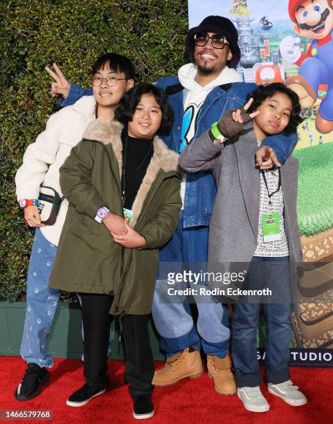 Anderson .Paak and Soul Rasheed attend the "SUPER NINTENDO WORLD" welcome celebration at Universal Studios Hollywood on February 15, 2023 in...