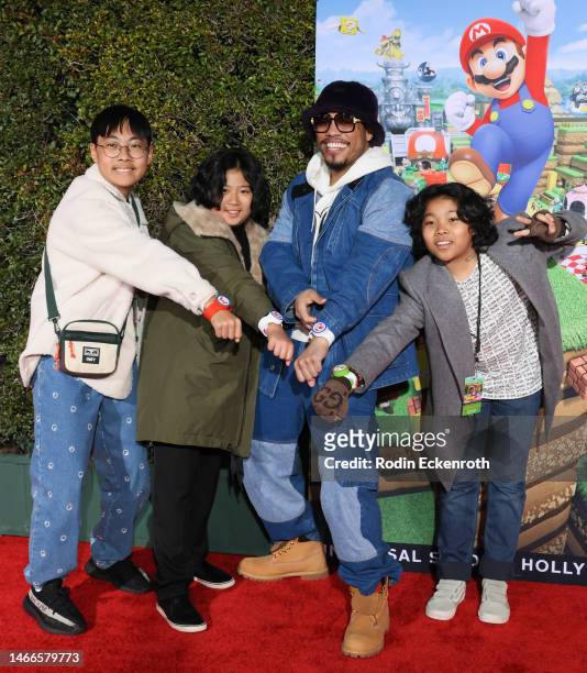 Anderson .Paak and Soul Rasheed attend the "SUPER NINTENDO WORLD" welcome celebration at Universal Studios Hollywood on February 15, 2023 in...