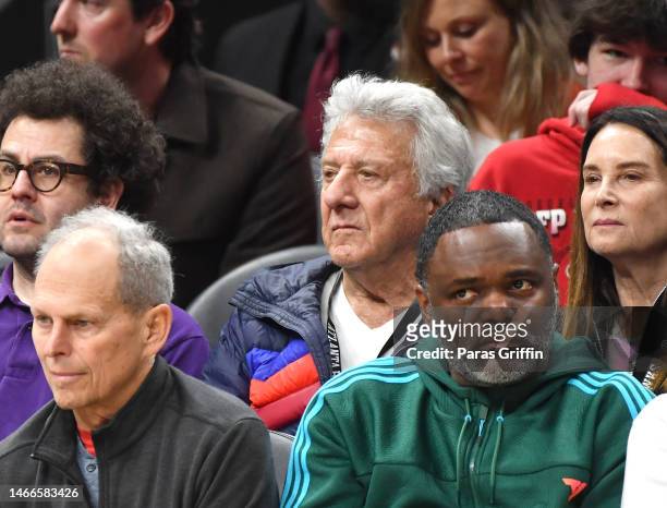 Actor Dustin Hoffman attends the game between the New York Knicks and the Atlanta Hawks at State Farm Arena on February 15, 2023 in Atlanta, Georgia.