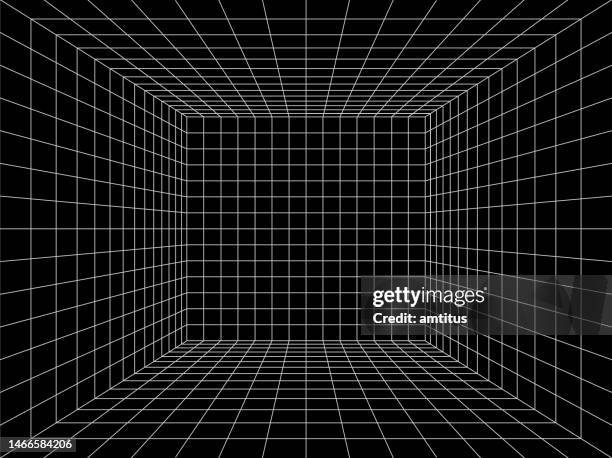 grid cube dark - cube shape stock illustrations