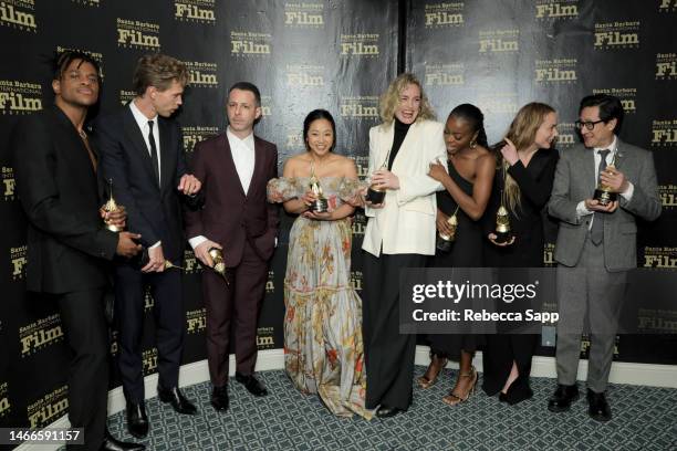 Honorees Jeremy Pope, Austin Butler, Jeremy Strong, Stephanie Hsu, Nina Hoss, Danielle Deadwyler, Kerry Condon, and Ke Huy Quan pose with their...