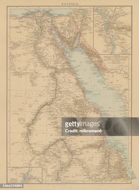 old engraved map of egypt - ancient egyptian culture stock pictures, royalty-free photos & images