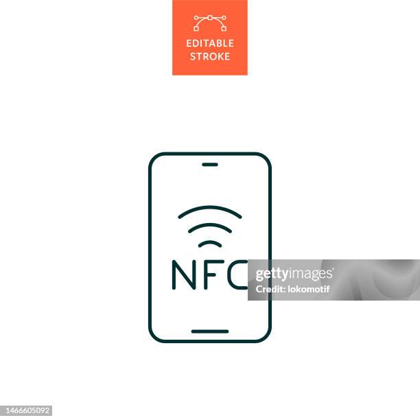 nfc near field communication line icon with editable stroke. the icon is suitable for web design, mobile apps, ui, ux, and gui design. - nfc stock illustrations