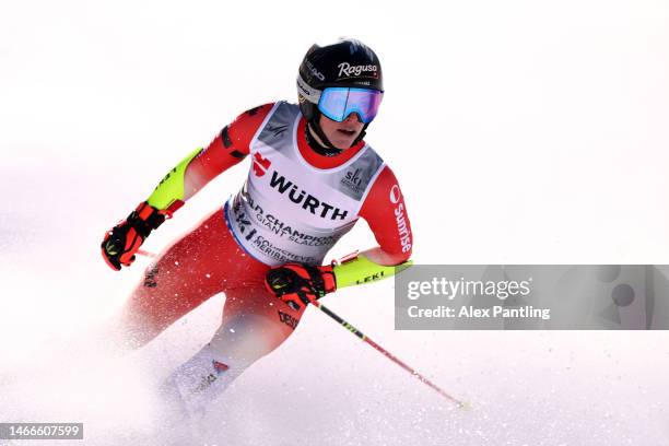 Lara Gut-Behrami of Switzerland reacts following their first run during Women's Giant Slalom at the FIS Alpine World Ski Championships on February...