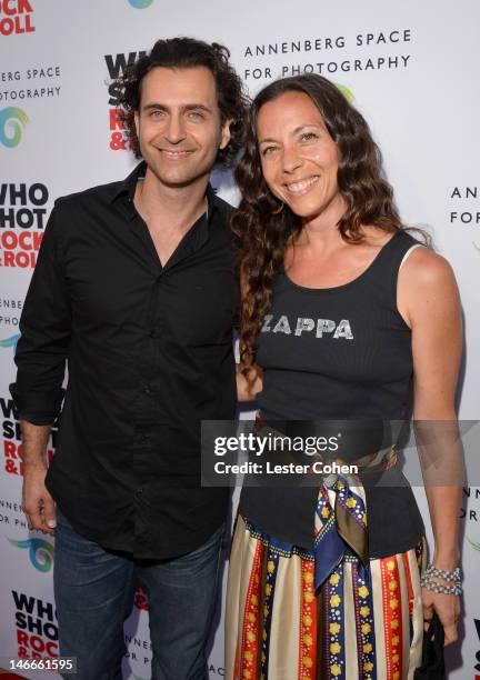 Musician Dweezil Zappa and sister Moon Unit Zappa attend the Who Shot Rock & Roll Opening Night VIP Reception at the Annenberg Space For Photography...