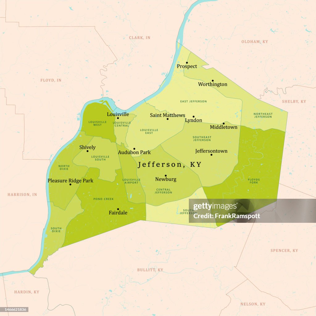 Kypost Map Ky Jefferson County Vector Map Green High-Res Vector Graphic - Getty Images