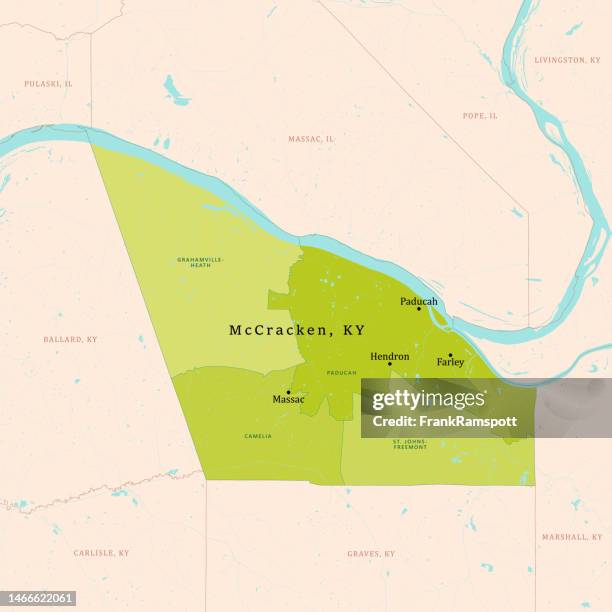 ky mccracken county vector map green - paducah kentucky stock illustrations