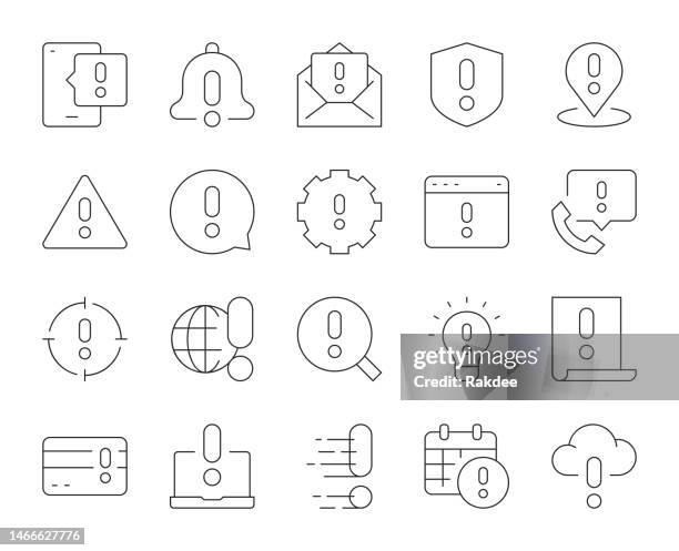 warning - thin line icons - mishap stock illustrations