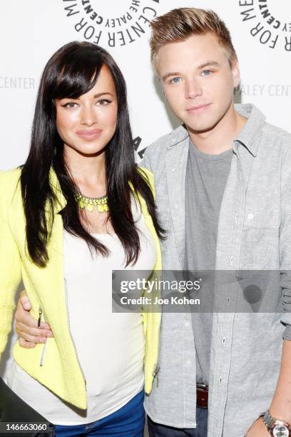 Actress Ashley Rickards and actor Brett Davern attend the premiere screening of MTV's "Awkward" Season 2 at The Paley Center for Media on June 21,...