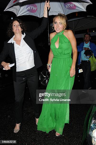 Elena Vesnina leaving The Pre-Wimbledon Party held at The Roof Gardens on June 21, 2012 in London, England.