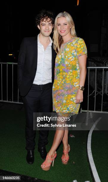 Denise Van Outen and Lee Mead leaving The Pre-Wimbledon Party held at The Roof Gardens on June 21, 2012 in London, England.