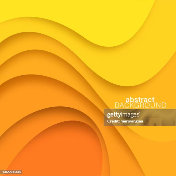 paper cut curves background. orange yellow abstract wave shapes - 3d contour map stock illustrations