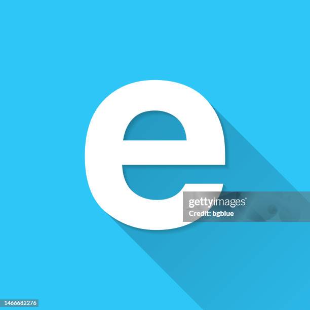 letter e. icon on blue background - flat design with long shadow - letter e logo stock illustrations