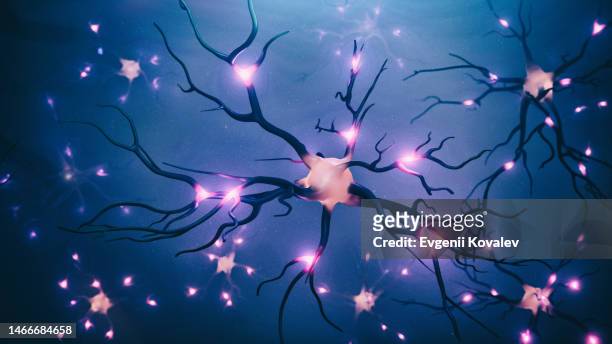 abstract 3d image of neural cells - alzheimer's disease stock pictures, royalty-free photos & images