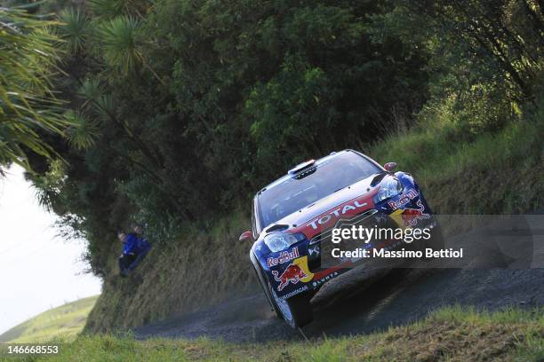 Sebastien Loeb of France and Daniel Elena of Monaco compete in their Citroen Total WRT Citroen DS3 WRC during the Shakedown of the WRC Rally New...