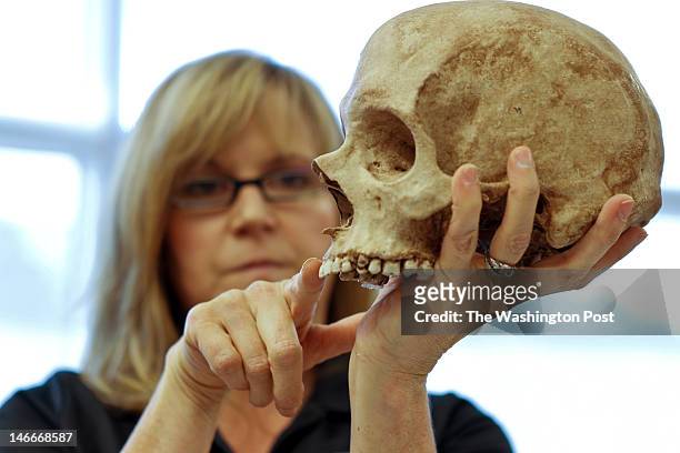 Quantico, VA Lisa Bailey, a forensic artist with the FBI, demonstrates how she sculpts a face onto a scull based on the scull features and discuss's...