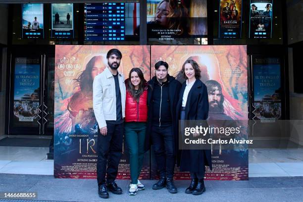 Actors Eneko Sagardoy, Itziar Ituño, director Paul Urkijo and actress Edurne Azkarate attend the photocall for "Irati" at the Renoir Princesa cinema...