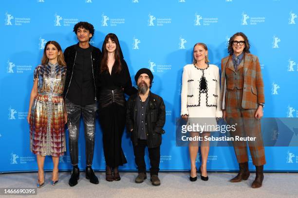 Marisa Tomei, Evan Ellison, Anne Hathaway, Peter Dinklage, Joanna Kulig and Rebecca Miller pose at the "She Came to Me" photocall during the 73rd...