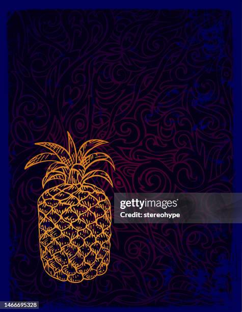 pineapple art - pineapple plant stock illustrations