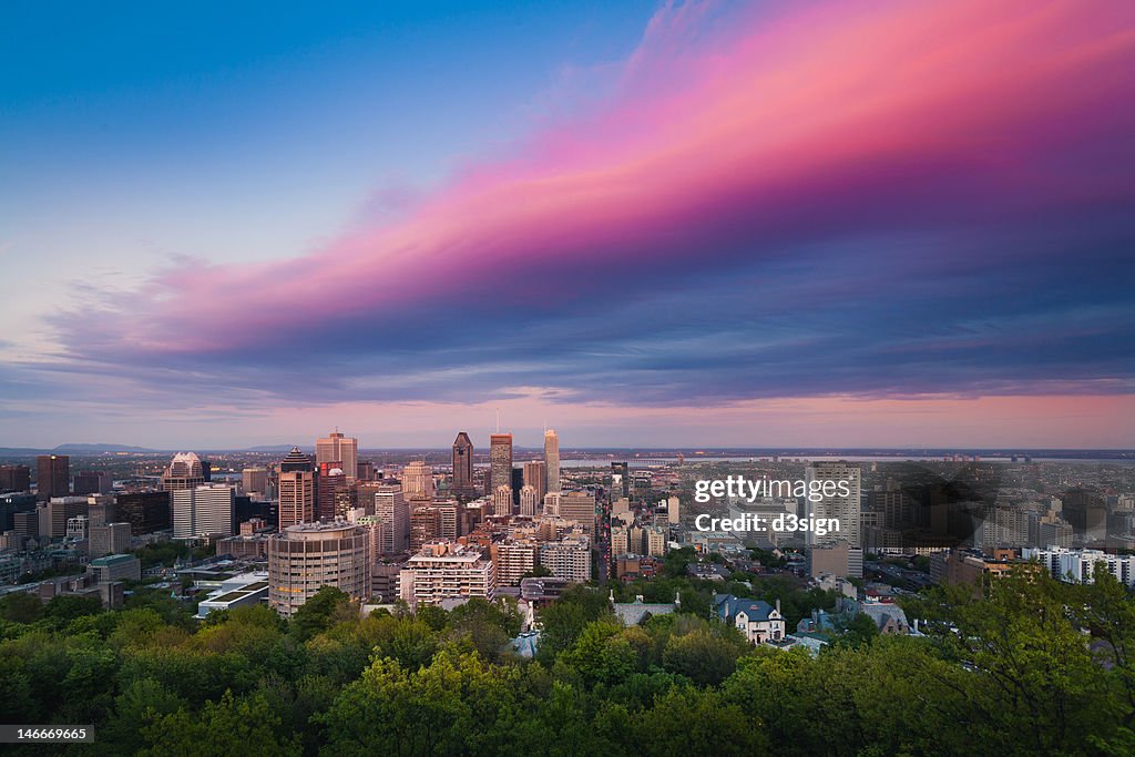 Montreal cityscape at dusk