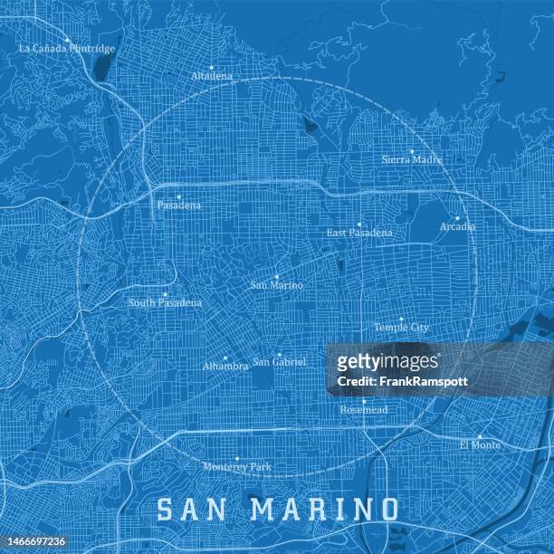 san marino ca city vector road map blue text - arcadia california stock illustrations