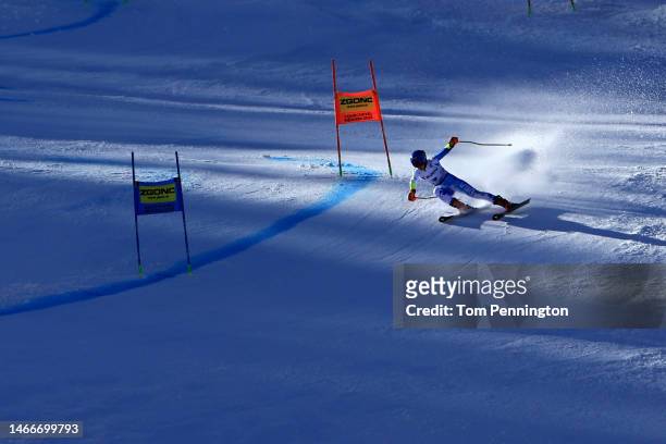 Mikaela Shiffrin of United States competes during their second run in Women's Giant Slalom at the FIS Alpine World Ski Championships on February 16,...