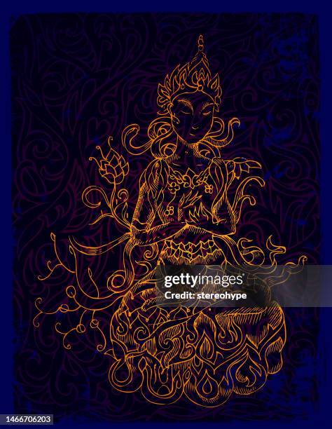 buddha - buddhist goddess stock-grafiken, -clipart, -cartoons und -symbole