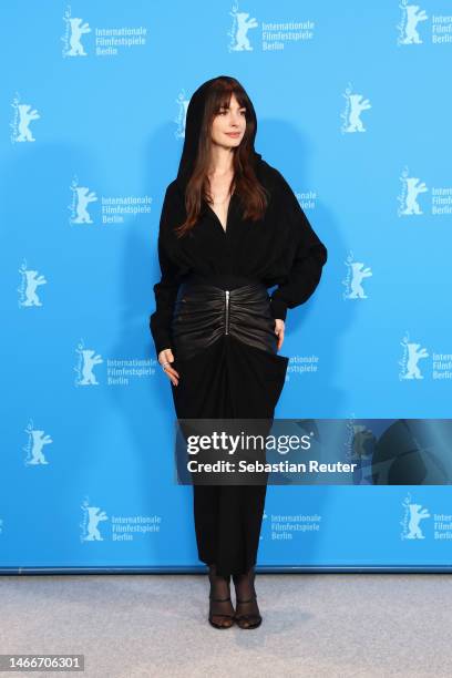 Anne Hathaway poses at the "She Came to Me" photocall during the 73rd Berlinale International Film Festival Berlin at Grand Hyatt Hotel on February...