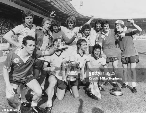 Back row, Steve Walford, David Price, Pat Jennings, Willie Young, Alan Sunderland, David O'Leary, Front row, left-right, Liam Brady, Pat Rice, Sammy...