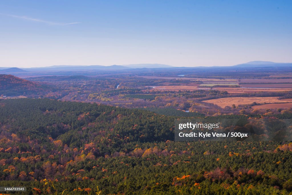 Scenic view of landscape against sky during autumn,Petit Jean State Park,United States,USA