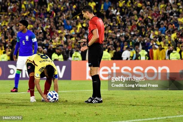 Colombia's Gustavo Puerta during the CONMEBOL South American U-20 Colombia tournament match between Colombia and Brazil, in Bogota, Colombia on...