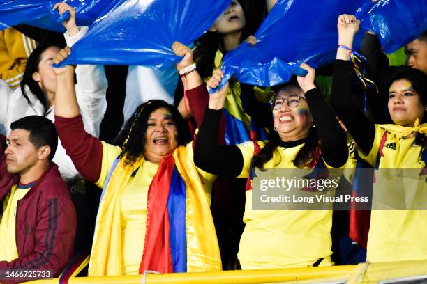 Colombia fans during the CONMEBOL South American U-20 Colombia tournament match between Colombia and Brazil, in Bogota, Colombia on February 8, 2023.