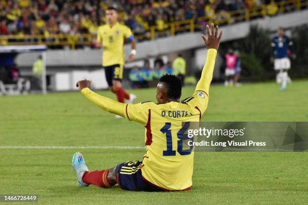 Colombia's Oscar Cortes during the CONMEBOL U-20 tournament match between Brazil and Paraguay in Bogota, Colombia, february 6, 2023.