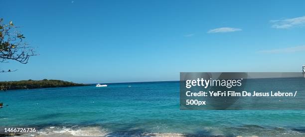 scenic view of sea against clear blue sky,dominican republic - photo de film stock pictures, royalty-free photos & images