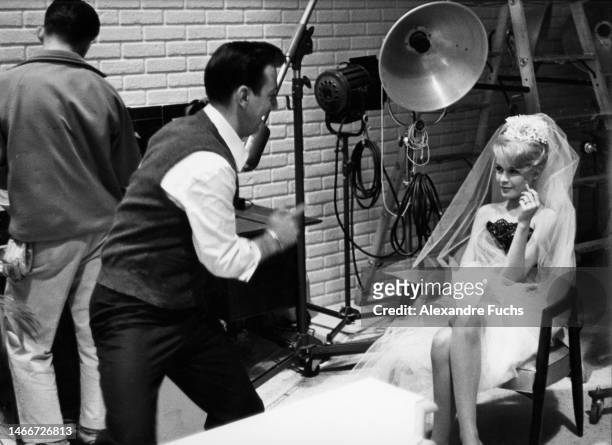 Actor Bobby Darin and actress Sandra Dee behind the scene while filming Come September in 1960 at Portofino, Italy.