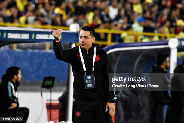 Colombia's coach Hector Fabio Cardenas during the CONMEBOL South American U-20 Colombia tournament match between Colombia and Brazil, in Bogota,...