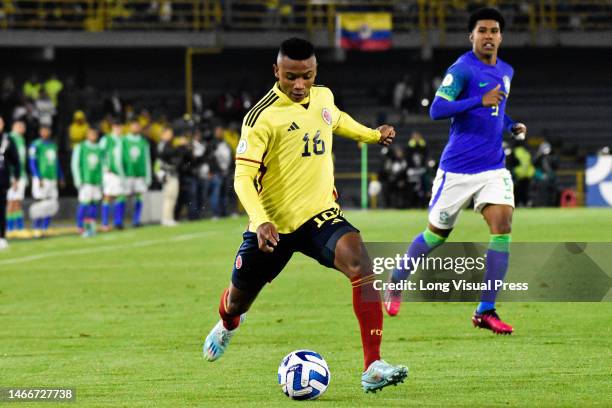 Colombia's Oscar Cortes during the CONMEBOL South American U-20 Colombia tournament match between Colombia and Brazil, in Bogota, Colombia on...