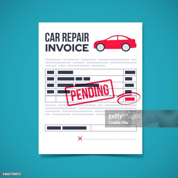 car vehicle repair bill invoice - no fixed address stock illustrations
