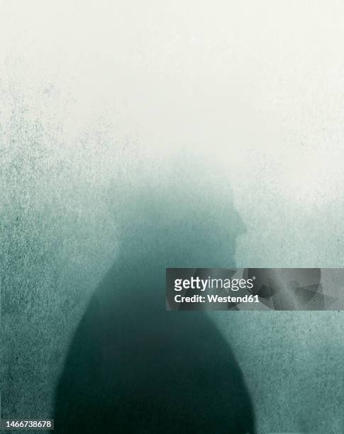 shadow of disappearing man symbolizing death or dementia - terminal illness 幅插畫檔、美工圖案、卡通及圖標