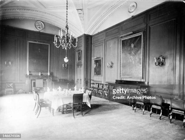 The State Dining Room at 10 Downing Street, London, circa 1875. Designed by Sir John Soane, it was completed in 1826.