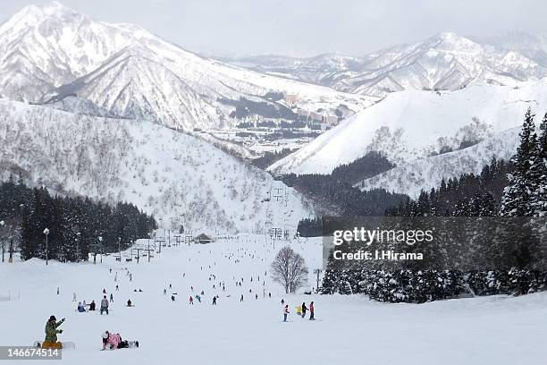 ski area in echigo-yuzawa - echigo yuzawa stock pictures, royalty-free photos & images