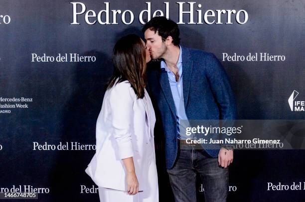 Tamara Falco and Inigo Onieva attend the photocall prior to the Pedro del Hierro fashion show during the Mercedes Benz Fashion Week Madrid February...