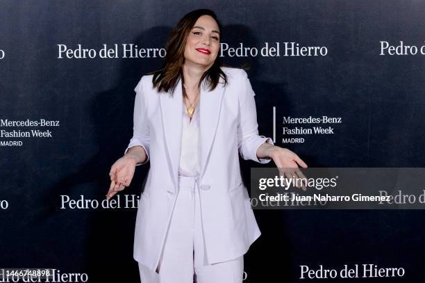 Tamara Falco attends the photocall prior to the Pedro del Hierro fashion show during the Mercedes Benz Fashion Week Madrid February 2023 edition at...