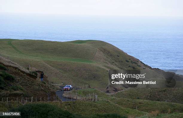 Sebastien Loeb of France and Daniel Elena of Monaco compete in their Citroen Total WRT Citroen DS3 WRC during Day One of the WRC Rally New Zealand on...