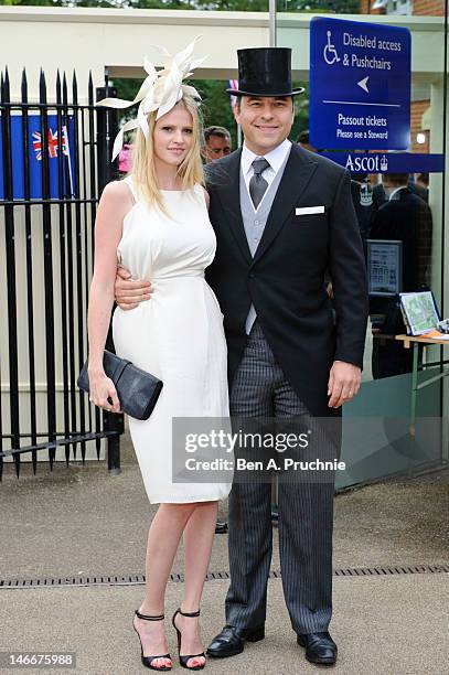 David Walliams and Lara Stone attend day four of Royal Ascot at Ascot Racecourse on June 22, 2012 in Ascot, England.