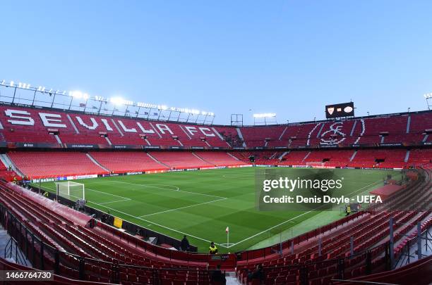 General view inside the stadium prior to the UEFA Europa League knockout round play-off leg one match between Sevilla FC and PSV Eindhoven at Estadio...