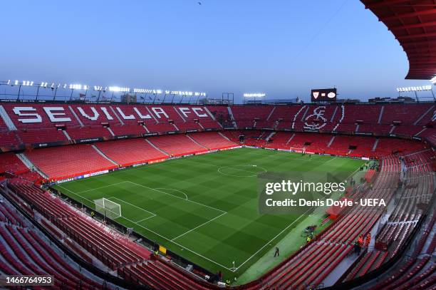 General view inside the stadium prior to the UEFA Europa League knockout round play-off leg one match between Sevilla FC and PSV Eindhoven at Estadio...