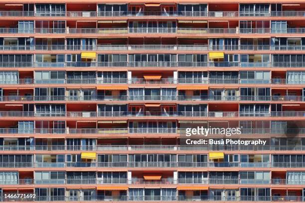 composite image of facade of mediterranean apartment building - edificio residencial fotografías e imágenes de stock