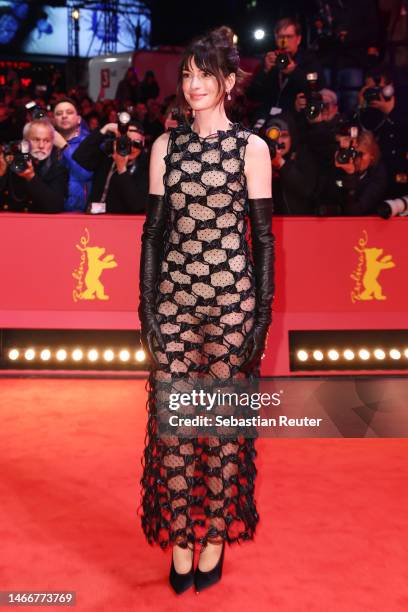 Anne Hathaway attends the "She Came to Me" premiere and Opening Ceremony red carpet during the 73rd Berlinale International Film Festival Berlin at...