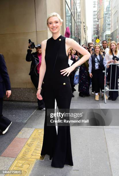 Elizabeth Debicki is seen outside the "Today Show" on February 16, 2023 in New York City.